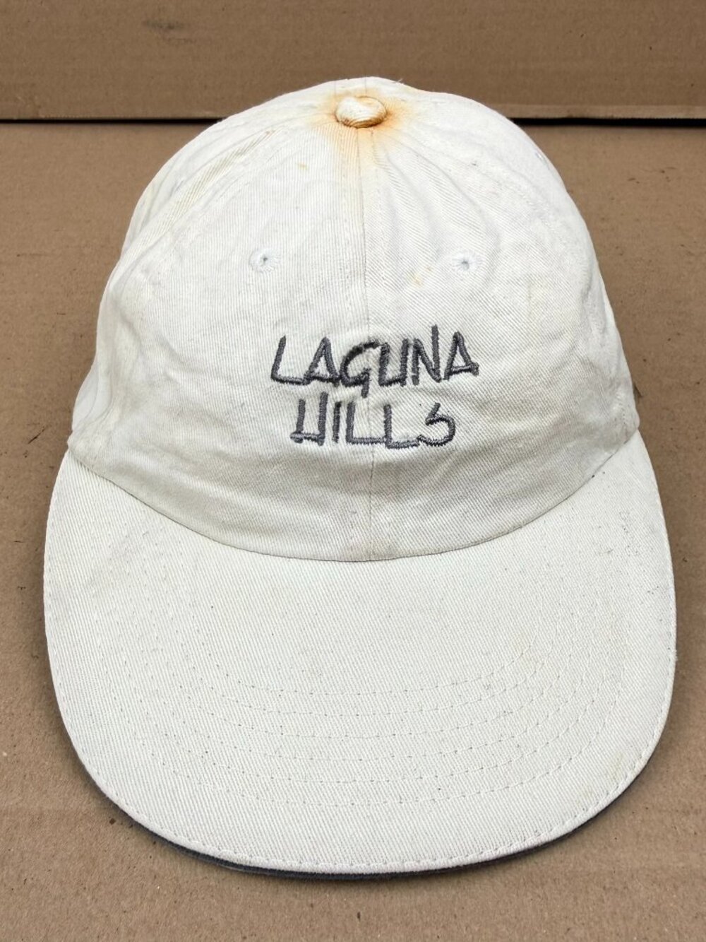 Laguna Hills Baseball Cap Hat White Cotton Adjustable DAMAGE STAIN